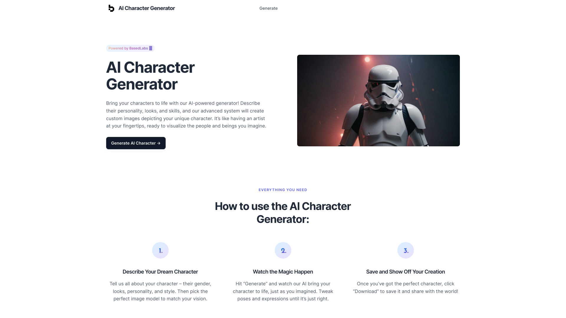 Display image for Free AI Character Generator
