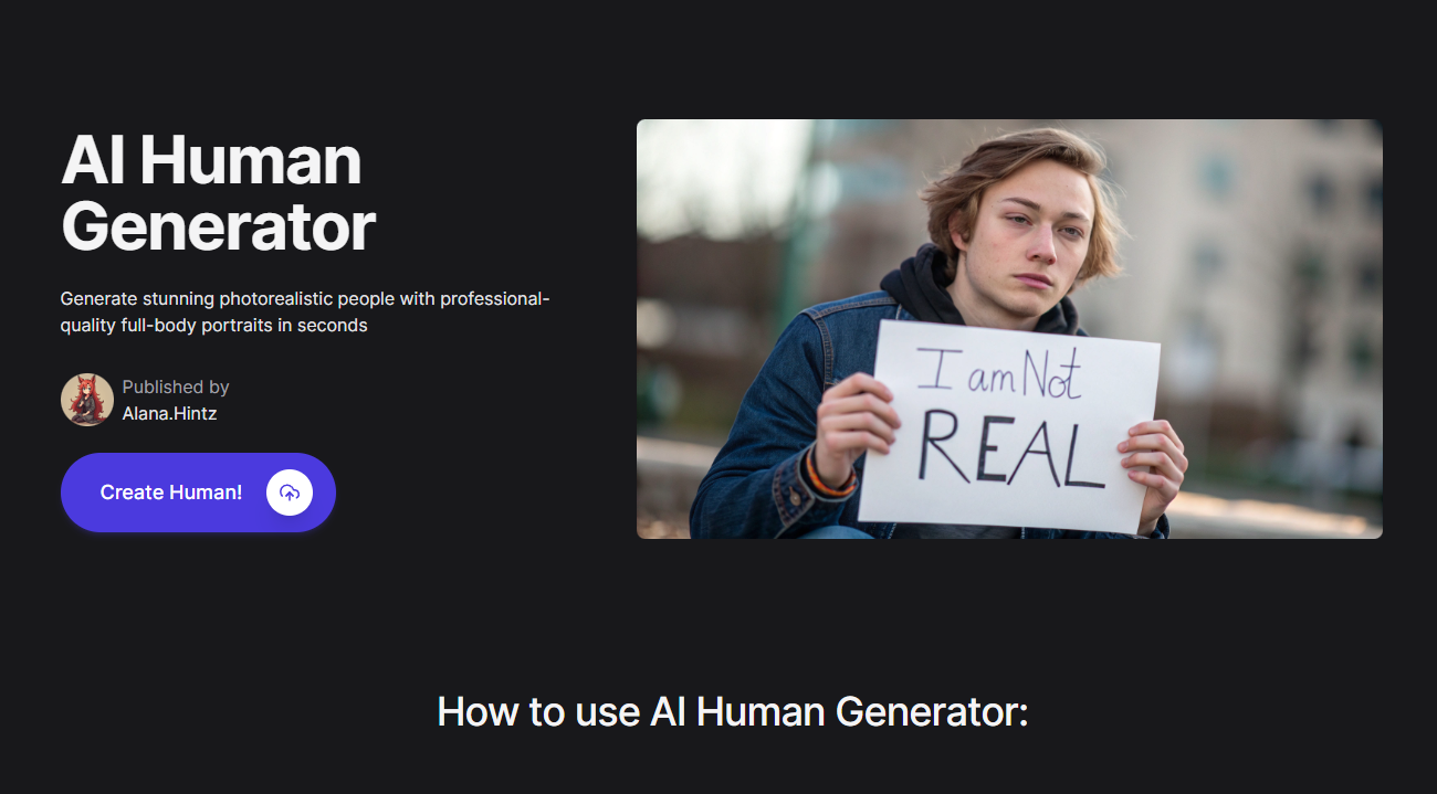 Display image for AI Human Generator