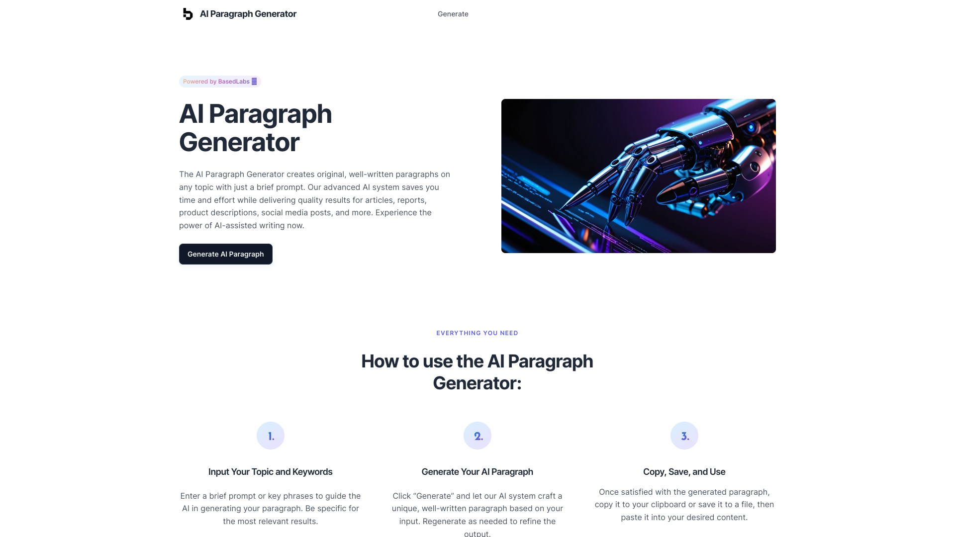 Display image for Free AI Paragraph Generator