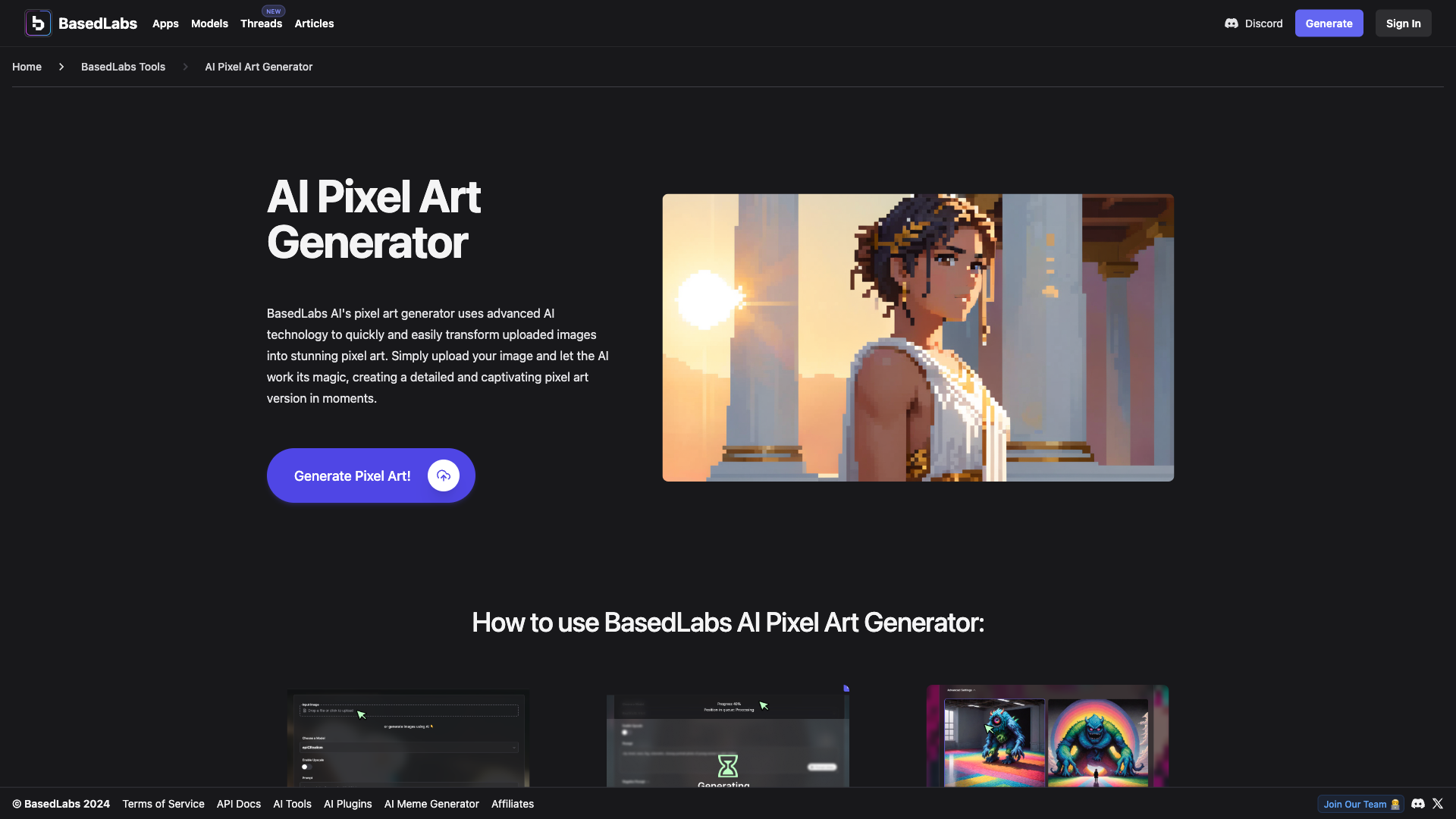 Pixel Art Generator Pricing, Features, Alternatives - BasedTools