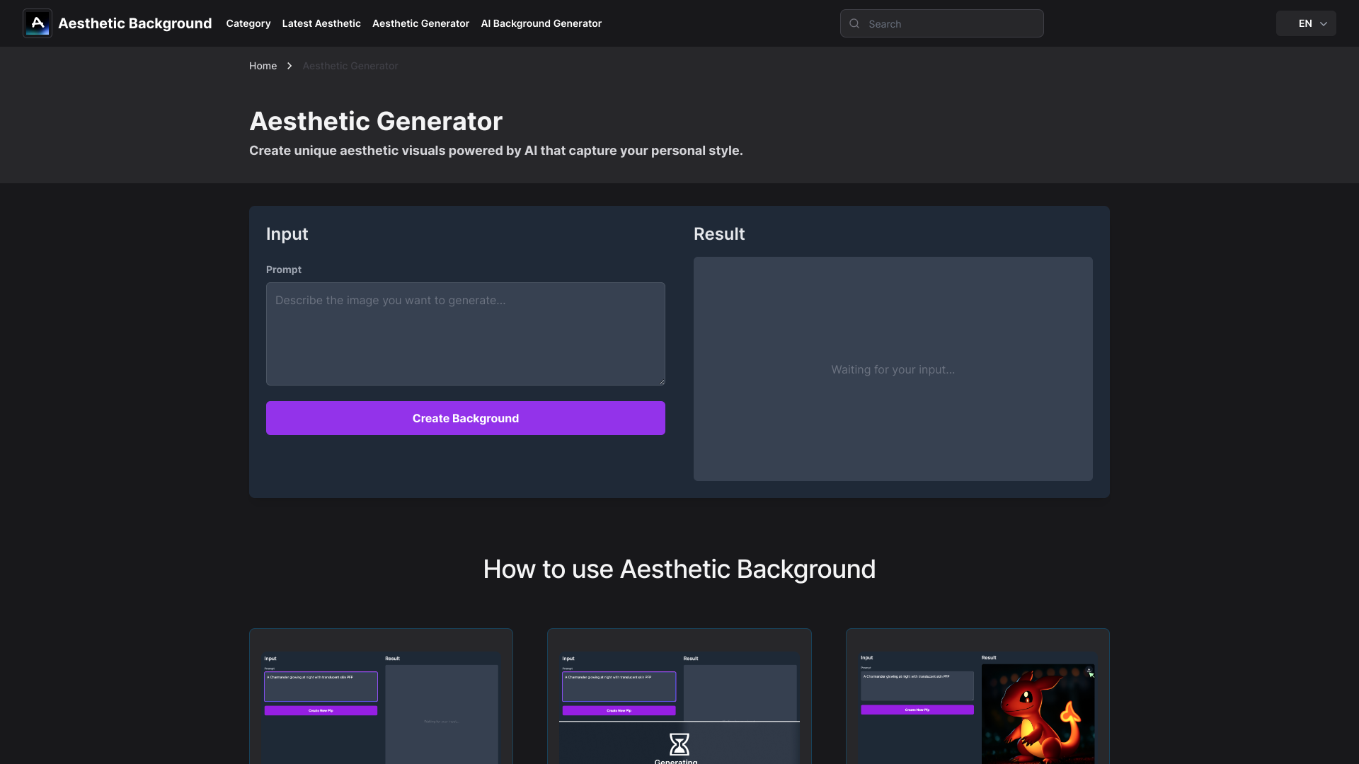 Display image for AI Aesthetic Generator